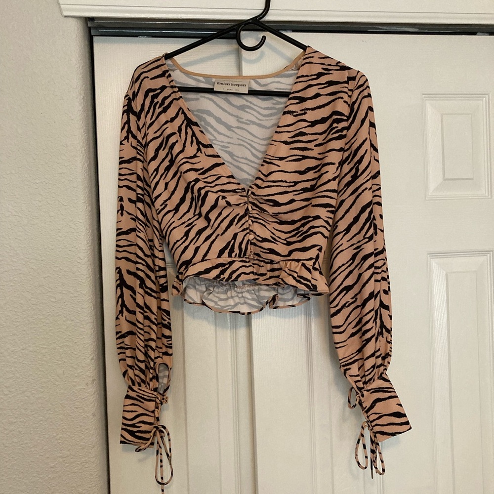 Finders Keepers Long Sleeve Tiger Print Blouse
